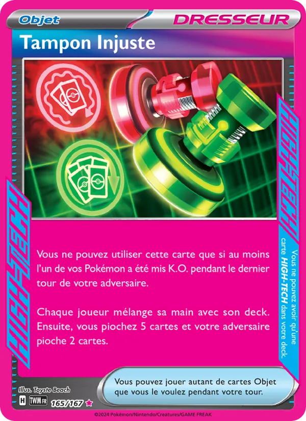 Carte Pokémon Tampon Injuste de l'extension Mascarade Crépusculaire