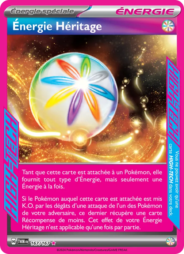 Carte Pokémon Énergie Héritage de l'extension Mascarade Crépusculaire