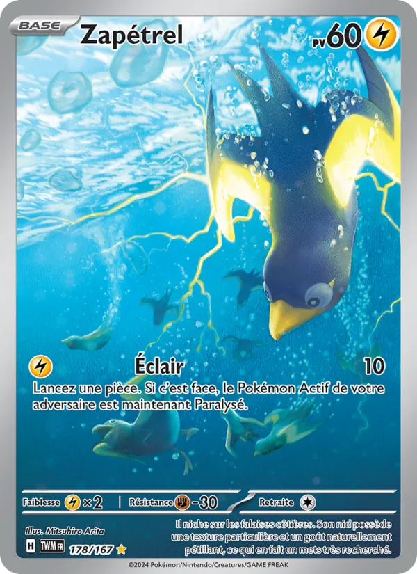 Carte Pokémon Zapétrel de l'extension Mascarade Crépusculaire