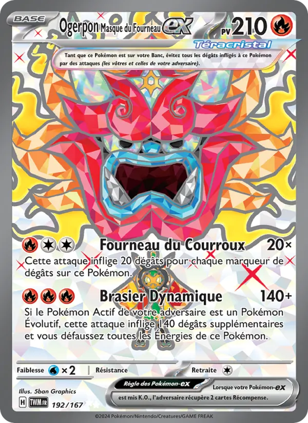 Carte Pokémon Ogerpon Masque du Fourneau-ex de l'extension Mascarade Crépusculaire