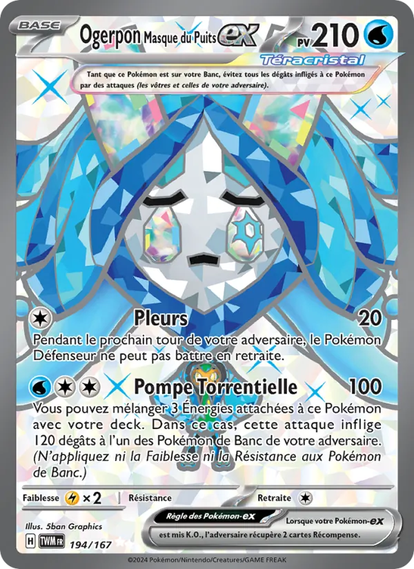 Carte Pokémon Ogerpon Masque du Puits-ex de l'extension Mascarade Crépusculaire