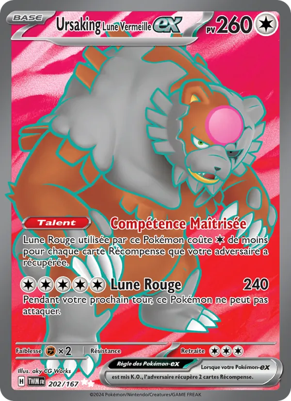 Carte Pokémon Ursaking Lune Vermeille-ex de l'extension Mascarade Crépusculaire
