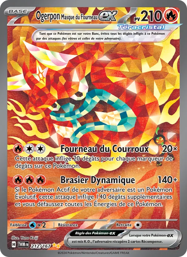 Carte Pokémon Ogerpon Masque du Fourneau-ex de l'extension Mascarade Crépusculaire
