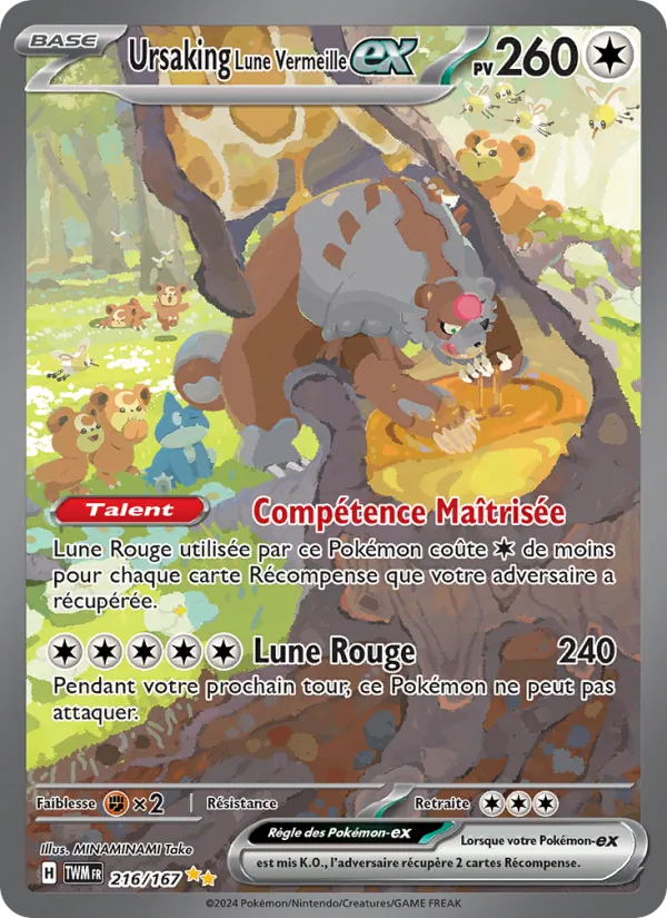 Carte Pokémon Ursaking Lune Vermeille-ex de l'extension Mascarade Crépusculaire