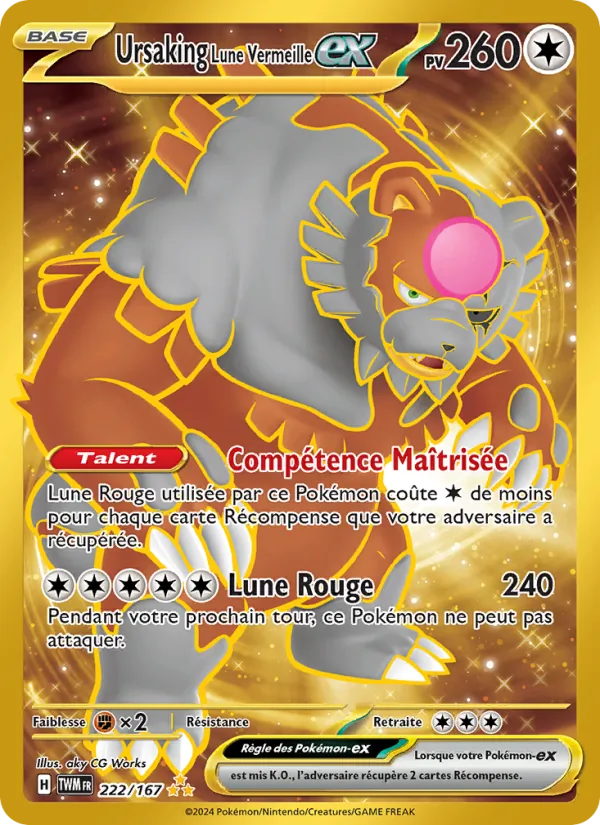 Carte Pokémon Ursaking Lune Vermeille-ex de l'extension Mascarade Crépusculaire