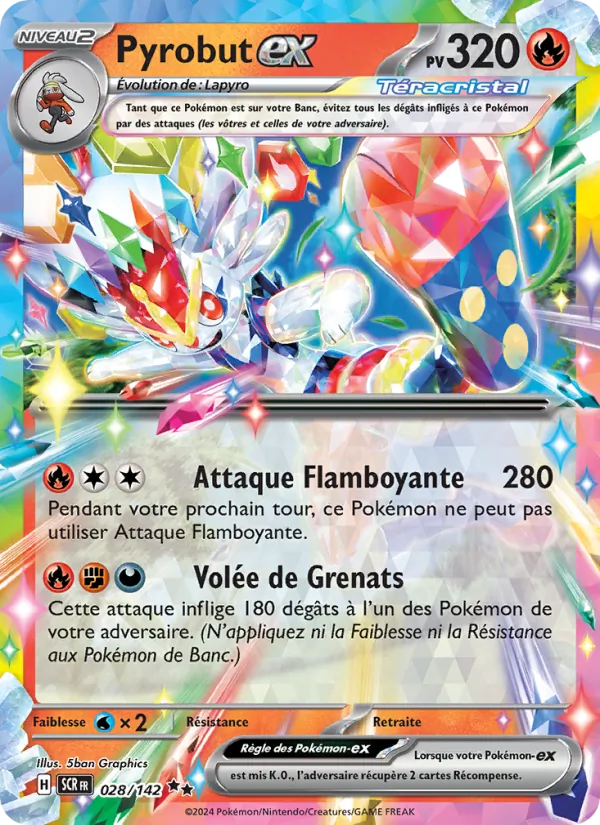 Carte Pokémon Pyrobut-ex de l'extension Couronne Stellaire