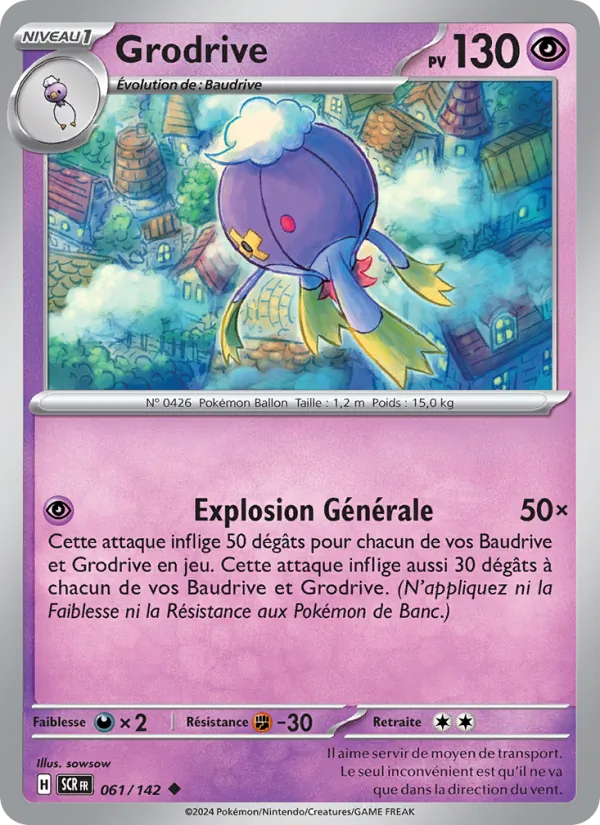 Carte Pokémon Grodrive de l'extension Couronne Stellaire