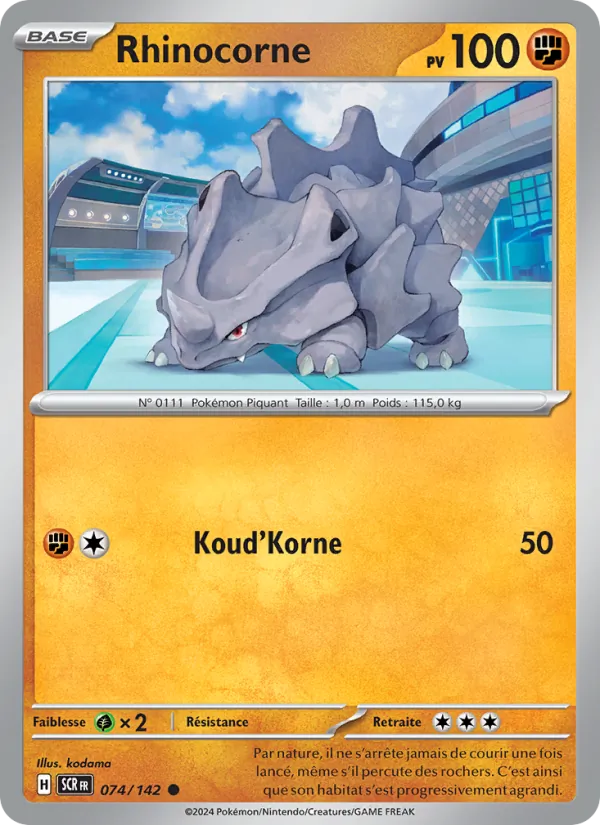 Carte Pokémon Rhinocorne de l'extension Couronne Stellaire