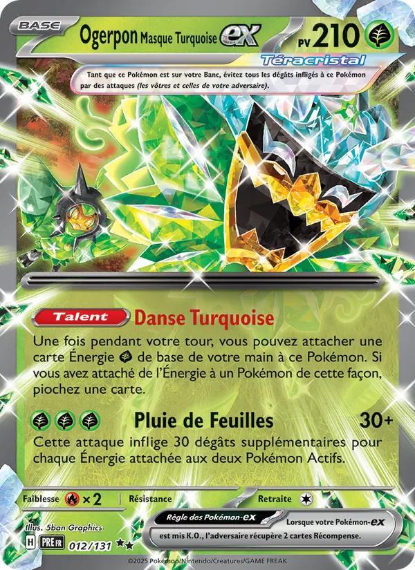 Carte Pokémon Ogerpon Masque Turquoise-ex de l'extension Évolutions Prismatiques
