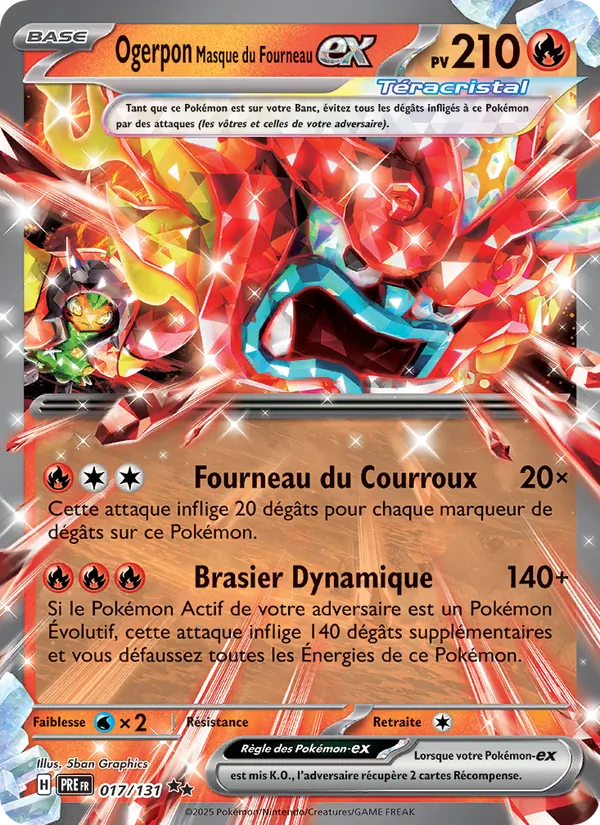 Carte Pokémon Ogerpon Masque du Fourneau-ex de l'extension Évolutions Prismatiques