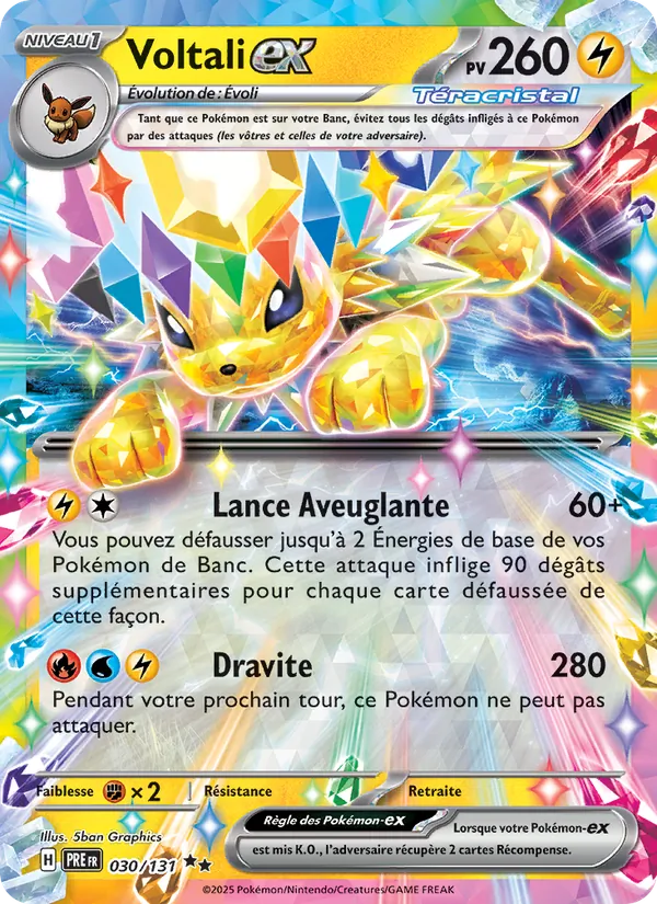 Carte Pokémon Voltali-ex de l'extension Évolutions Prismatiques