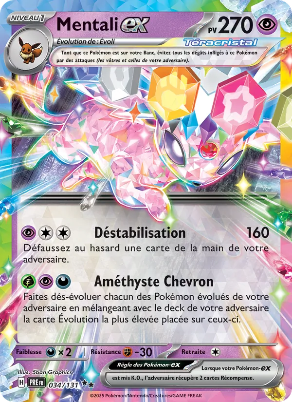 Carte Pokémon Mentali-ex de l'extension Évolutions Prismatiques