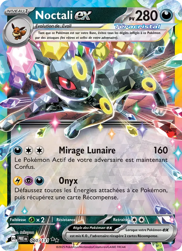 Carte Pokémon Noctali-ex de l'extension Évolutions Prismatiques