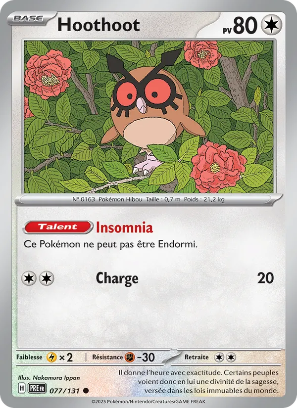 Carte Pokémon Hoothoot de l'extension Évolutions Prismatiques