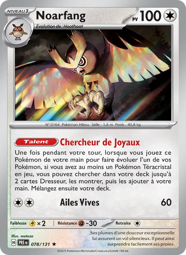 Carte Pokémon Noarfang de l'extension Évolutions Prismatiques
