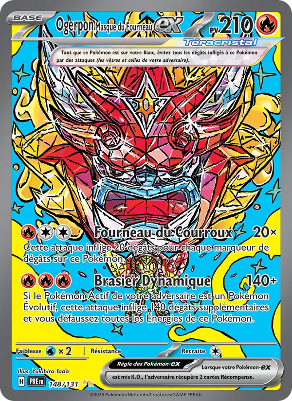 Carte Pokémon Ogerpon Masque du Fourneau-ex de l'extension Évolutions Prismatiques