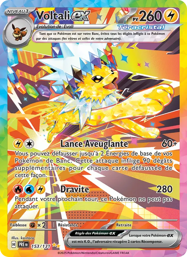 Carte Pokémon Voltali-ex de l'extension Évolutions Prismatiques
