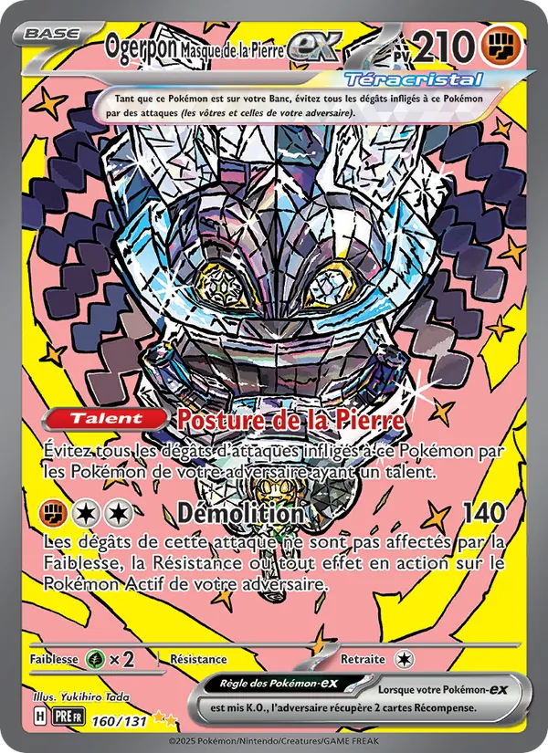Carte Pokémon Ogerpon Masque de la Pierre-ex de l'extension Évolutions Prismatiques