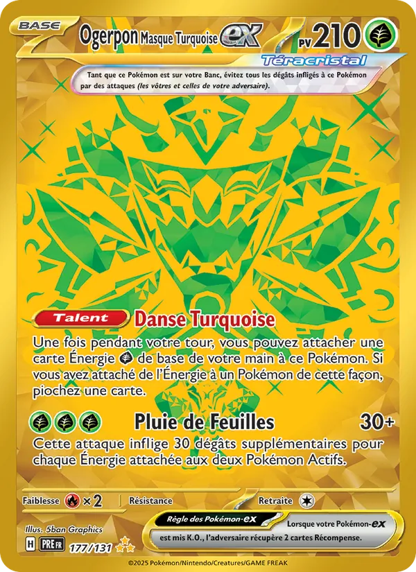 Carte Pokémon Ogerpon Masque Turquoise-ex de l'extension Évolutions Prismatiques