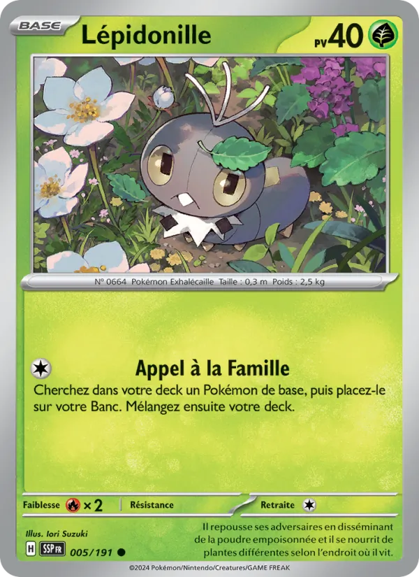 Carte Pokémon Lépidonille de l'extension Étincelles Déferlantes