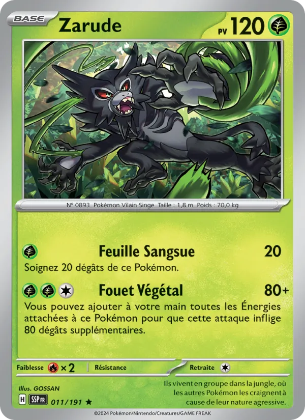Carte Pokémon Zarude de l'extension Étincelles Déferlantes
