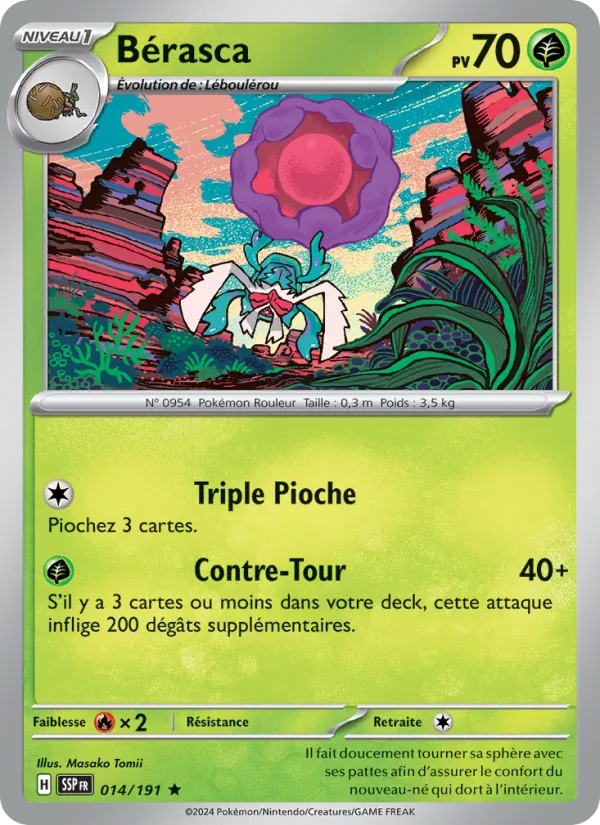 Carte Pokémon Bérasca de l'extension Étincelles Déferlantes