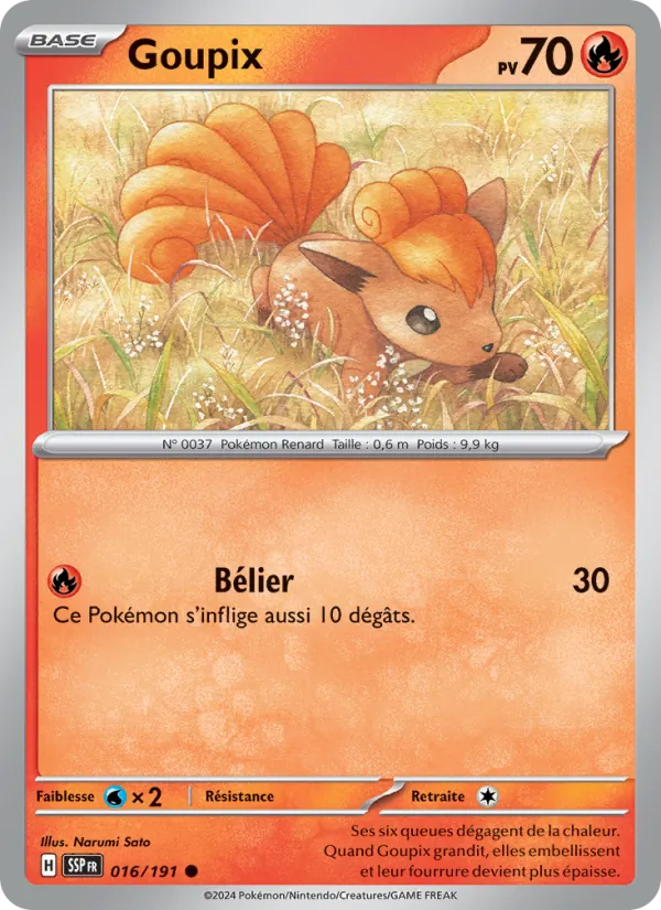 Carte Pokémon Goupix de l'extension Étincelles Déferlantes
