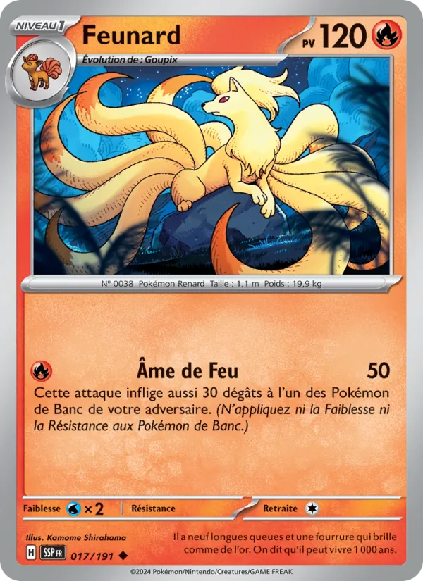 Carte Pokémon Feunard de l'extension Étincelles Déferlantes