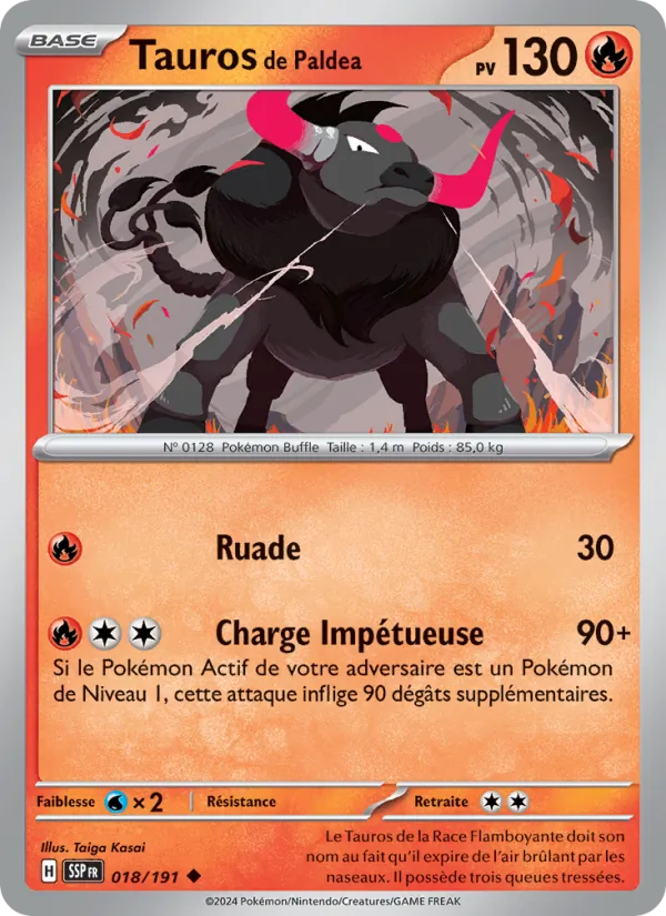 Carte Pokémon Tauros de Paldea de l'extension Étincelles Déferlantes