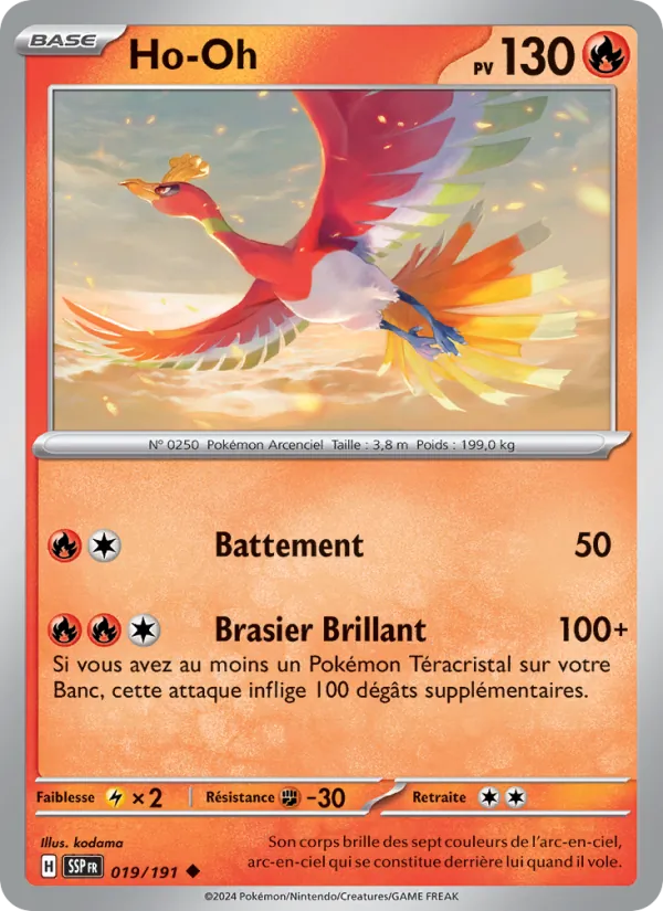 Carte Pokémon Ho-Oh de l'extension Étincelles Déferlantes