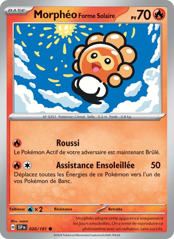Carte Pokémon Morphéo Forme Solaire de l'extension Étincelles Déferlantes