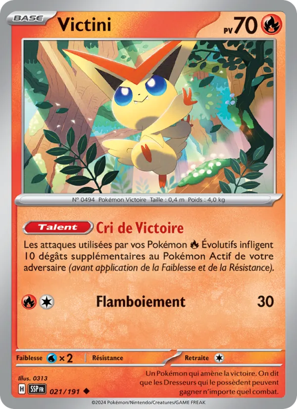 Carte Pokémon Victini de l'extension Étincelles Déferlantes