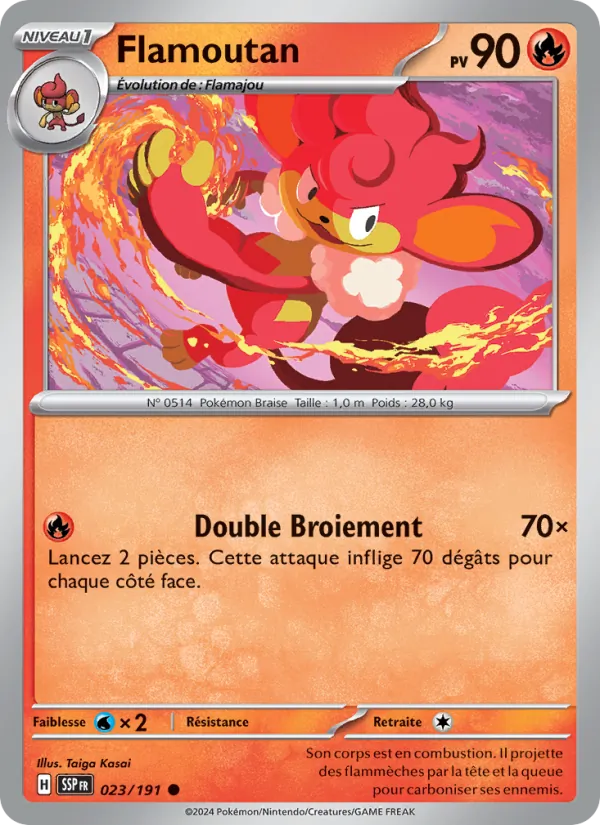 Carte Pokémon Flamoutan de l'extension Étincelles Déferlantes