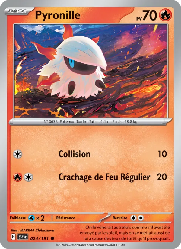 Carte Pokémon Pyronille de l'extension Étincelles Déferlantes