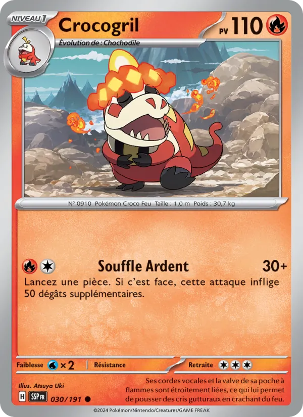 Carte Pokémon Crocogril de l'extension Étincelles Déferlantes