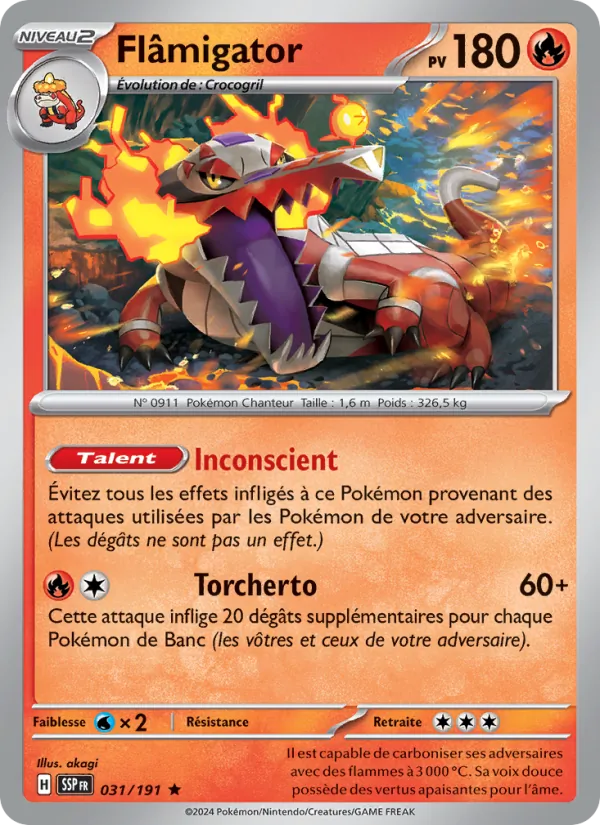 Carte Pokémon Flâmigator de l'extension Étincelles Déferlantes
