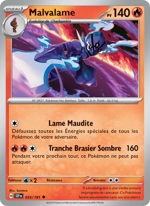 Carte Pokémon Malvalame de l'extension Étincelles Déferlantes