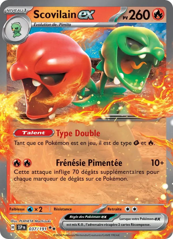 Carte Pokémon Scovilain-ex de l'extension Étincelles Déferlantes