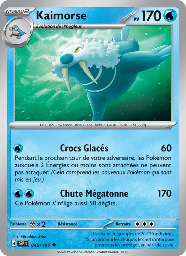 Carte Pokémon Kaimorse de l'extension Étincelles Déferlantes