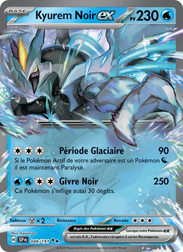 Carte Pokémon Kyurem Noir-ex de l'extension Étincelles Déferlantes