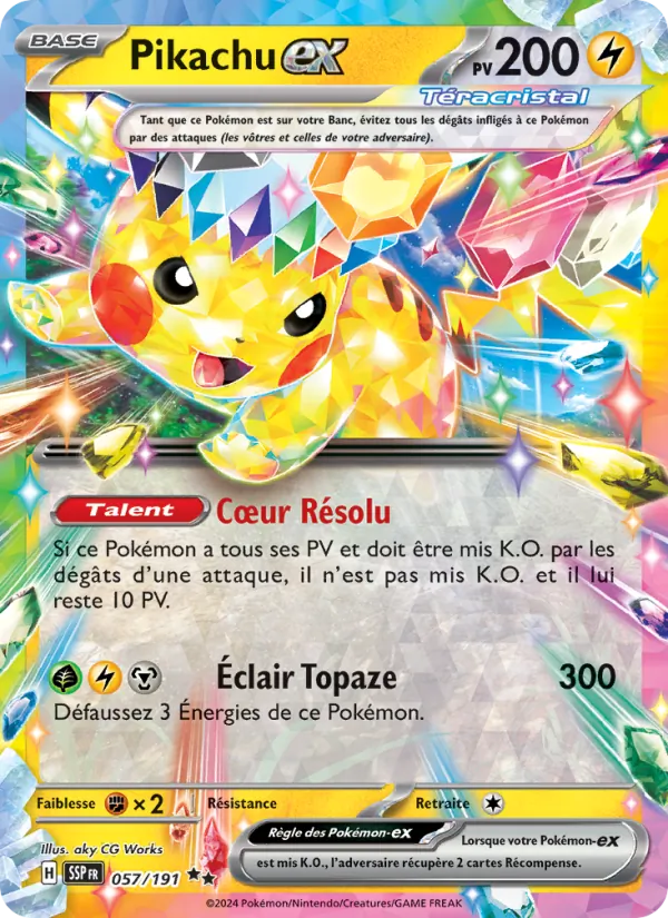 Carte Pokémon Pikachu-ex de l'extension Étincelles Déferlantes