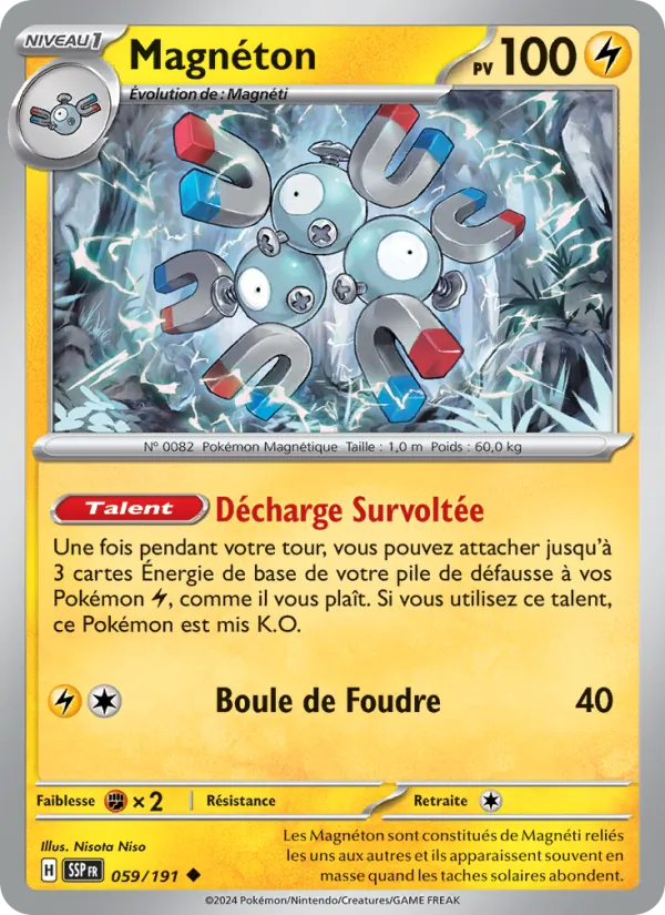 Carte Pokémon Magnéton de l'extension Étincelles Déferlantes