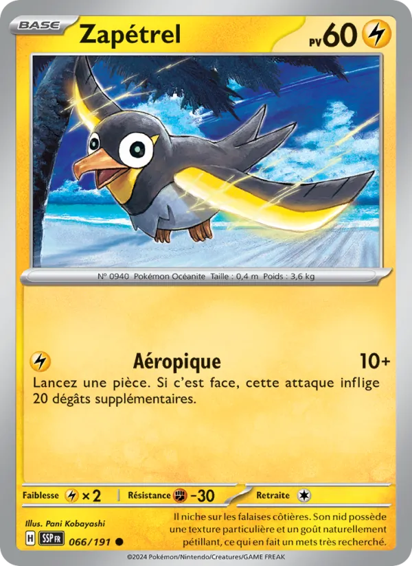 Carte Pokémon Zapétrel de l'extension Étincelles Déferlantes
