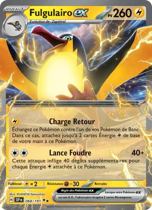 Carte Pokémon Fulgulairo-ex de l'extension Étincelles Déferlantes