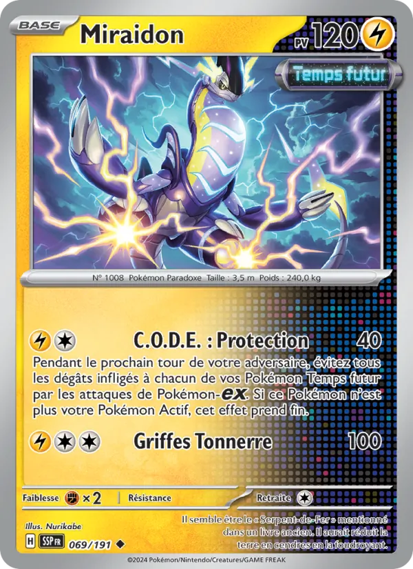Carte Pokémon Miraidon de l'extension Étincelles Déferlantes