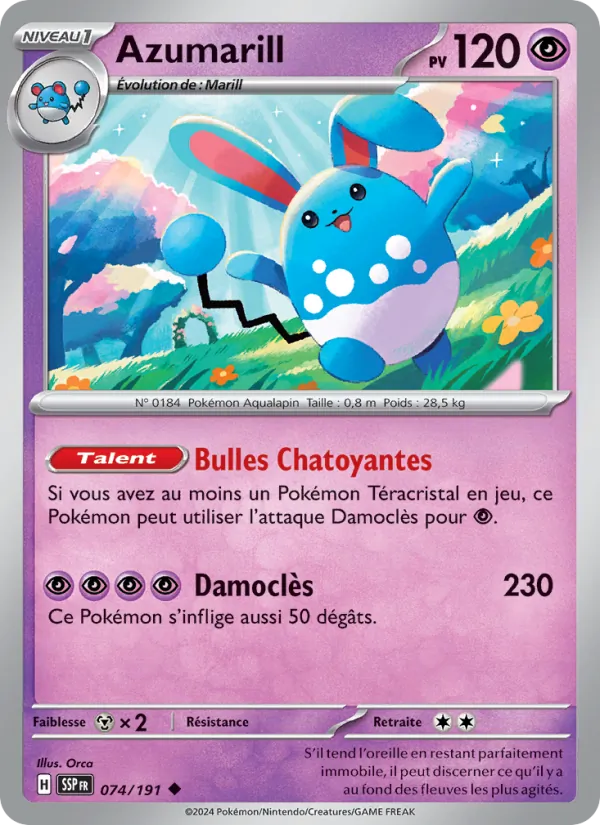 Carte Pokémon Azumarill de l'extension Étincelles Déferlantes