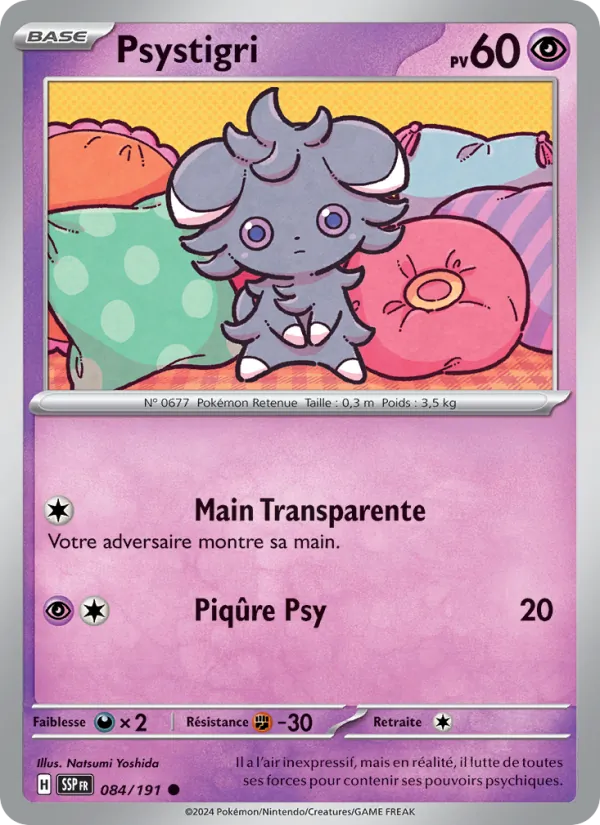 Carte Pokémon Psystigri de l'extension Étincelles Déferlantes