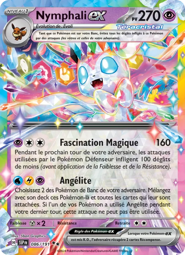 Carte Pokémon Nymphali-ex de l'extension Étincelles Déferlantes