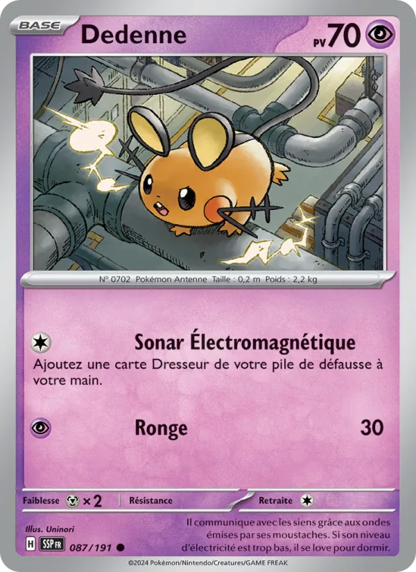 Carte Pokémon Dedenne de l'extension Étincelles Déferlantes