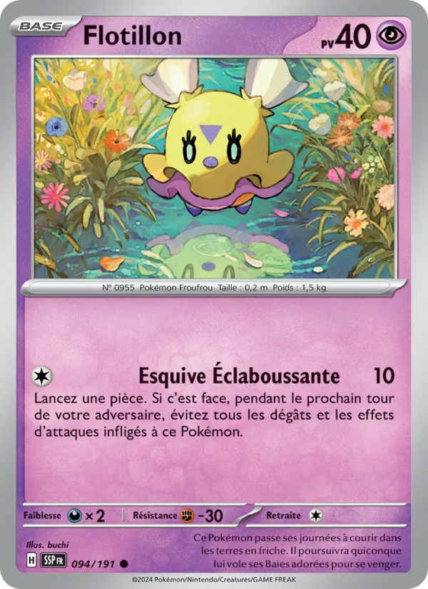 Carte Pokémon Flotillon de l'extension Étincelles Déferlantes